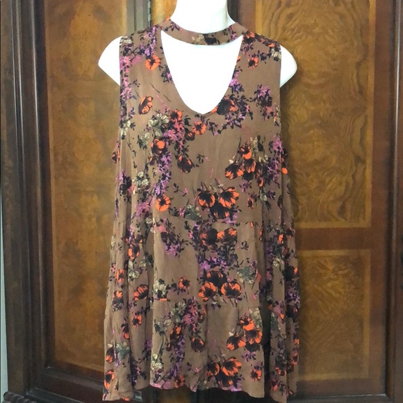 Mossimo Supply Co. Tops - NWT Brown Floral Fall Halter Rayon Tunic Top/Dress